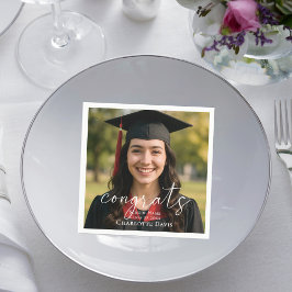 Abschlussfeier Foto Schriftzug Gratulationen Serviette