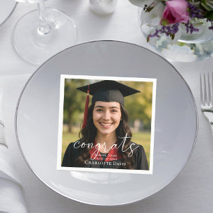 Abschlussfeier Foto Schriftzug Gratulationen Serviette