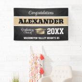 Abschlussfeier in Schwarz und Gold Banner (Insitu)