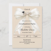 Abschlussfeier ivory bow champagne 2026 einladung (Vorderseite)