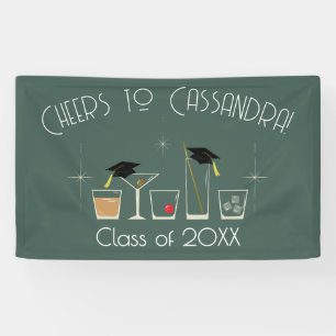 Abschlussfeier mit Hut und Cocktail Banner