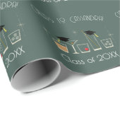 Abschlussfeier mit Hut und Cocktail Geschenkpapier (Rolleneckpunkt)