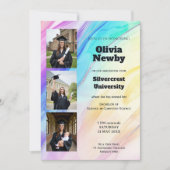 🎓Abschlussfeier mit QR-Code-Regenbogen-Murmel Einladung (Vorderseite)