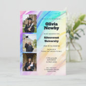 🎓Abschlussfeier mit QR-Code-Regenbogen-Murmel Einladung (Stehend Vorderseite)