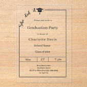 Abschlussfeier modern minimalist Sie hat es gescha Acryleinladungen (Vorderseite)