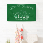Abschlussfeier Mütze und Cocktail dunkelgrün Banner (Insitu)