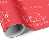 Abschlussfeier Mütze und Cocktail Rot Geschenkpapier (Rolleneckpunkt)
