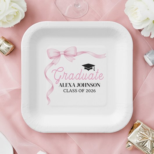 Abschlussfeier Pink Bow Klasse 2026 Pappteller