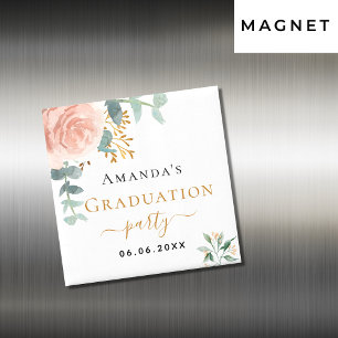 Abschlussfeier Rose Gold Floral Save the Date Magnet