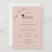 Abschlussfeier rosé Sie hat es geschafft Einladung (Vorderseite)