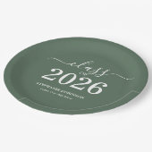Abschlussfeier Salbei Grün Klasse 2026 Pappteller (Schrägansicht)