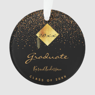 Abschlussfeier schwarz goldene Kappe Ornament