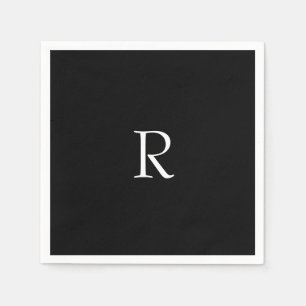 Abschlussfeier Schwarz Weiß Monogramm Initial 2026 Serviette