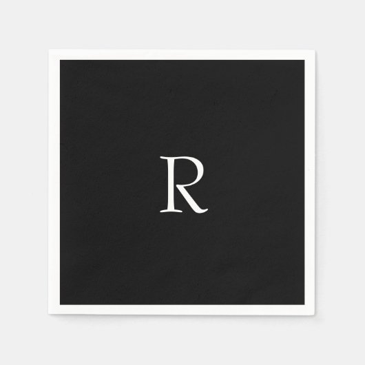 Abschlussfeier Schwarz Weiß Monogramm Initial 2026 Serviette (Vorderseite)