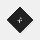 Abschlussfeier Schwarz Weiß Monogramm Initial 2026 Serviette (Ecke)