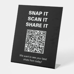 Abschlussfeier Schwarz Weiß QR-Code Foto teilen Sockelschild