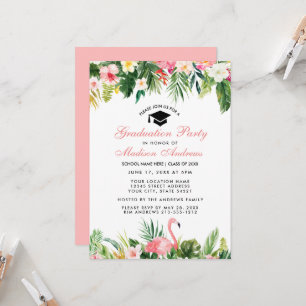 Abschlussfeier Tropical Floral Pink Einladung