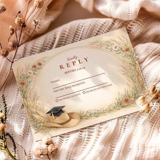 Abschlussfeier Western Floral RSVP Karte