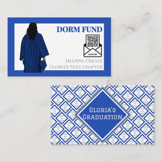 Abschlussfonds-QR-Code-Einleger | Blau Grau Begleitkarte (Vorne/Hinten)