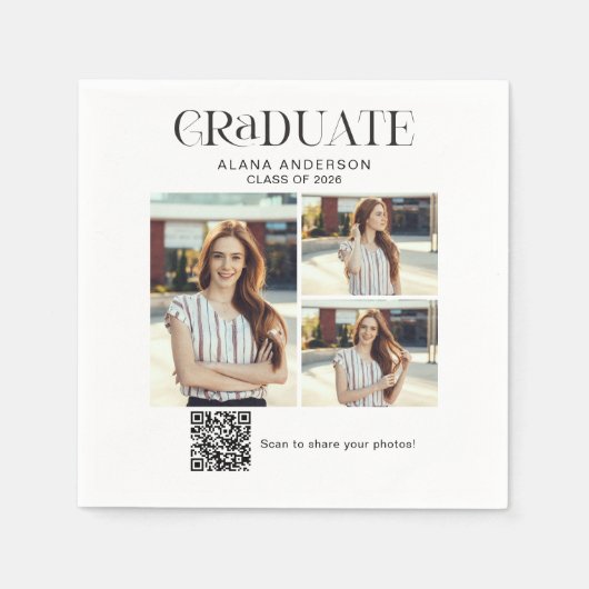 Abschlussfoto-Collage QR-Code Foto-Sharing Serviette (Vorderseite)