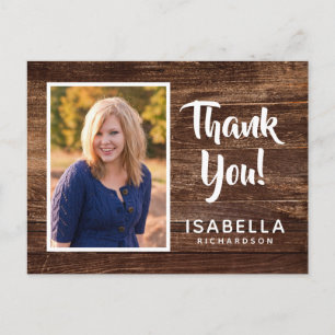 Abschlussfoto Danke   Rustikales Holz Postkarte