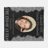 Abschlussfoto-Decke Schwarz Silber Glitter Fleecedecke (Vorderseite (Horizontal))