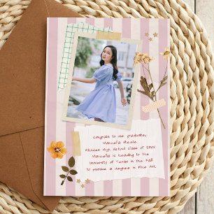 Abschlussfoto im Scrapbook-Stil mit rosa Streifen Ankündigung