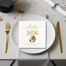 Abschlussfoto Klasse 2026 Goldschrift Abschlussfei Serviette