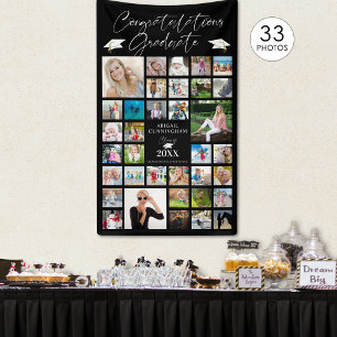 Abschlussfoto-Kollage Chic Schrift Schwarz Banner