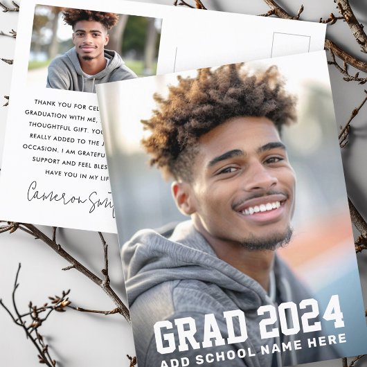 Abschlussfoto mit Jahrgangsfoto Absolvent Postkarte