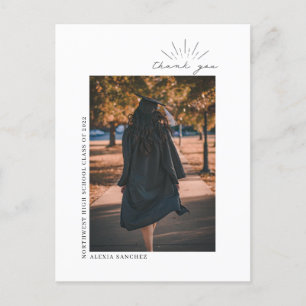 Abschlussfoto Schwarz-Weiß-Linienkunst Danke Postkarte