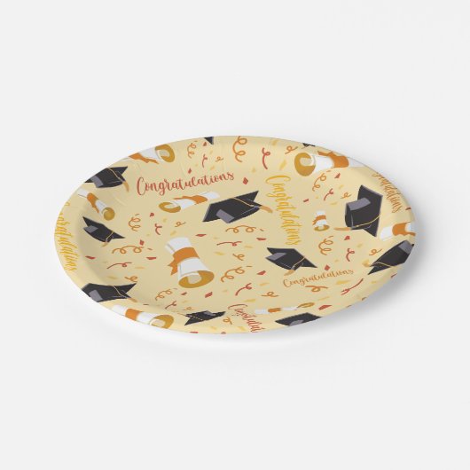 Abschlussglückwünsche Pappteller (Schrägansicht)