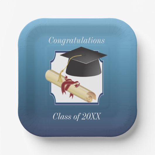 Abschlussglückwünsche Pappteller (Vorderseite)