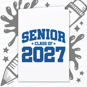 Abschlussjahr Schule Blau Abschlussklasse 2027 Karte