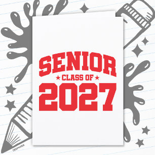 Abschlussjahr Schulrot Abschlussklasse 2027 Karte