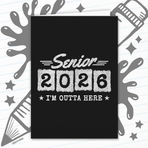 Abschlussjahrgang 2026 Abitur Retro Vintage Senior Karte