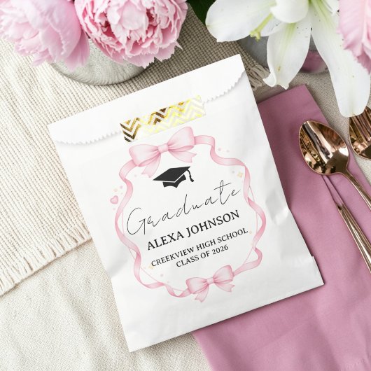 Abschlusskappe mit rosa Schleife Absolvent Geschenktütchen