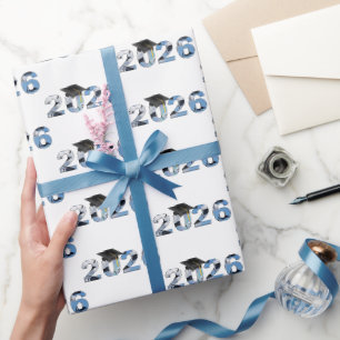 Abschlusskappen 2026 im Himmel Text Geschenkpapier