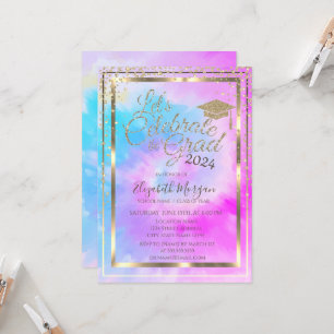 Abschlusskappen-Diamanten Lila Tie Dye Abschlussfe Einladung