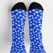 Abschlusskappen-Feier Weiß auf Hellblau Socken (Oben)