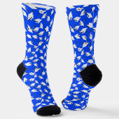 Abschlusskappen-Feier Weiß auf Hellblau Socken (Gewinkelt)