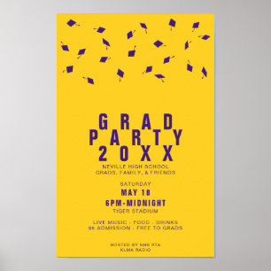 Abschlusskappen-Wurf Lila & Gold Abschlussfeier Poster