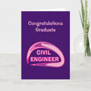 Abschlusskarte für Bauingenieure in Rosa Dankeskarte