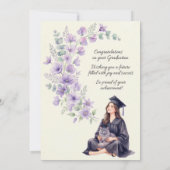 Abschlusskarte mit Blumen für Sie oder Ihn Einladung (Rückseite)