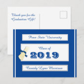 Abschlusskarten Blau/Weiß Postkarte (Vorne/Hinten)