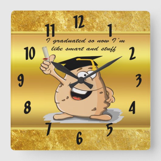 Abschlusskartoffelcharakter mit einem Grad Quadratische Wanduhr (Vorderseite)