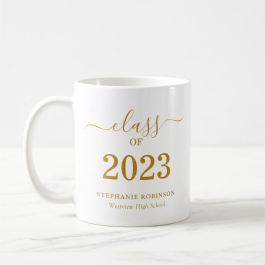 Abschlussklasse 2023 Gold Schrift Modernes Abschlu Kaffeetasse (Links)