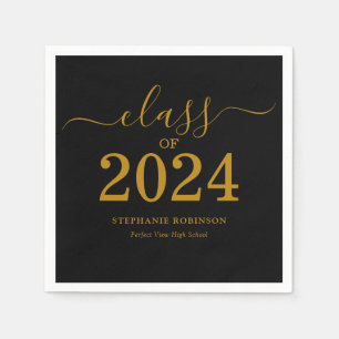 Abschlussklasse 2024 Gold Schrift Graduation Serviette