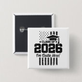 Abschlussklasse 2026 Abschluss Distressed Flagge D Button (Vorne & Hinten)