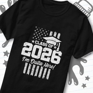 Abschlussklasse 2026 Abschluss Distressed Flagge D T-Shirt